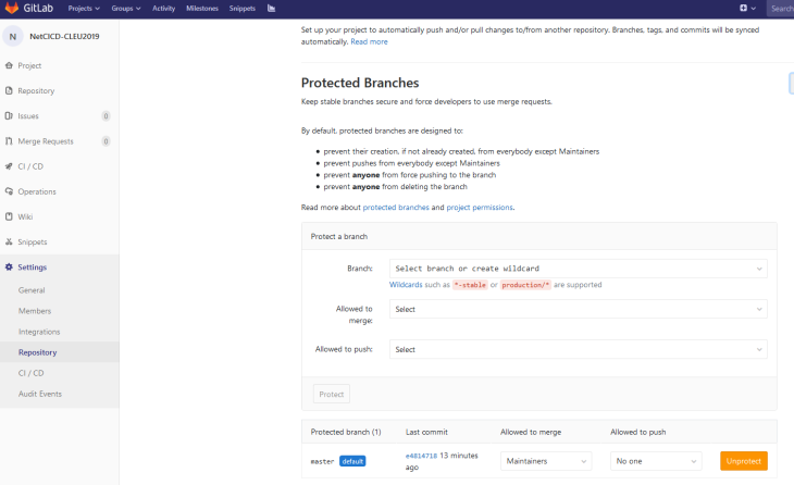 gitlab protected branch